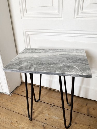 Side table with grey marble - side,