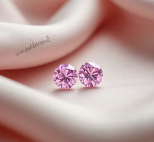 1 Paar Rosa Farbe Diamant Premium Rundschliff VVS1 Grad Lose Edelstein1 + Ges...