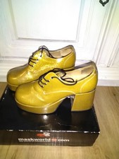 Original 70er Jahre Herren-Plateauschuhe Vintage Disco Schwarz Leder Rarität, 