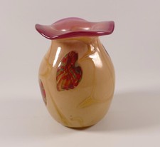 Eisch Glas  Vase Frauenau im Jugendstil rot gelb irisierend 1984