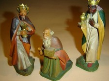 Alte Krippenfiguren Holz geschnitzt 3 Könige ca. 15-16 cm