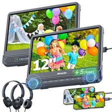 2x12" Auto DVD-Player Monitor Kopfstütze 1366x768 HDMI 5 Stunden AKKU Für Kinder