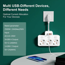 3 Way EU Power Strip Socket