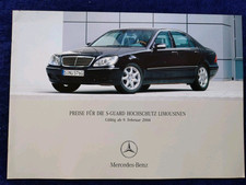 Mercedes S-Klasse W220 S500 S600 Preisliste 2.2004