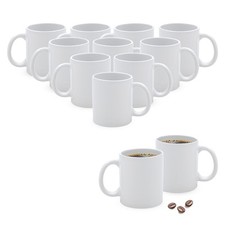 Klassik Kaffee Tasse weiß 310ml - 12er Set - Blanko Tee Kakao Becher zum Bemalen