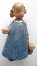 Engel Singer Jullar Mädchen blau mit Kerzenhalter,handgefertigt-Gr. 20cm-Vintage