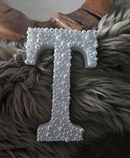 Deko-Holz Buchstabe Perlen 15cm Geschenk Kinderzimmer Namenbuchstabe 