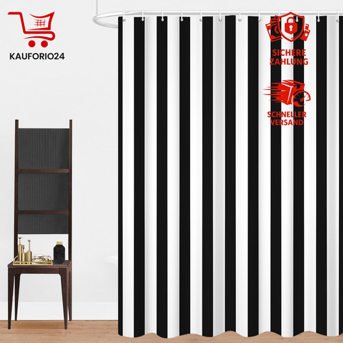 Duschvorhang 180x200cm schwarz - 180x200cm,