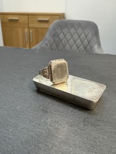 Herrenring freie Gravurplatte I Ring Gr. 61 Siegelring I 835er Silber I Art Deco