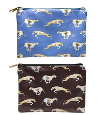 Windhund Kosmetik Schminktasche Münzetui schwarz blau Reißverschluss gefüttert Hundeliebhaber Geschenk