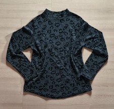 Süßer Damen Pullover mit Stehkragen grau Leoparden Muster in schwarz Gr M Neu!