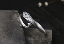 B25 Armreif Phönix Pfau Feder 990 Feinsilber matt