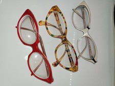 ALAIN MIKLI, original Vintage, retro Katzenauge Brille, handmade, rot, mit Strei