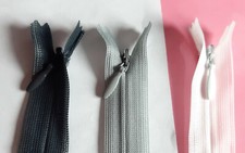 Reißverschluss SCHWARZ WEISS GRAU nahtverdeckt Nylonkette Größe 3 YKK Wirkware