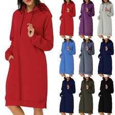 Damen Langarm-Kapuzenpullover Sweatshirt-Kleid Pullover-Kleid für Frauen