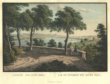 Bonn Siebengebirge Original Kupferstich Roux 1826