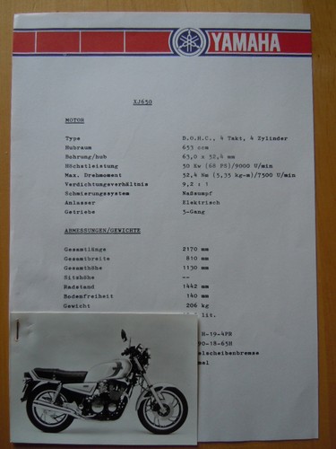 Yamaha 650 datenblatt - ,