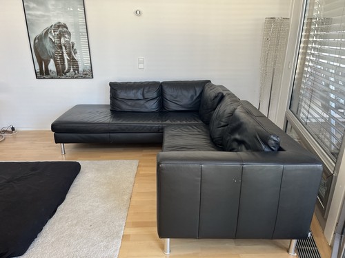 Leder eck sofa schwarz 260 - schwarz, cm