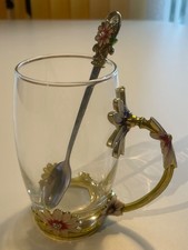 Teeglas mit Löffel, COAWG, Chrysanthemenblüte, 350 ml