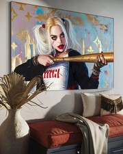Harley Quinn Leinwand Bild Suicide Squad Farbig Dekoration Kunst Stil XXL Format