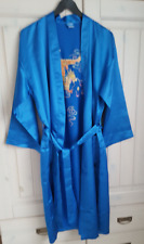 Dame Satin kurz Kimono blau Robe Damenwäsche Bademantel Morgenmantel 110 cm