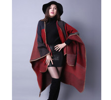 Designer Poncho DAMEN Rot