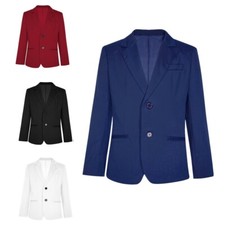 Jungen Blazer Langarm Gentleman Anzug Einfarbig Oberbekleidung Notch Revers