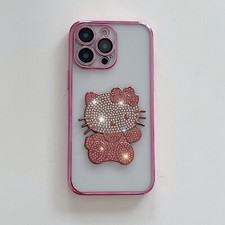 Handyhülle Für iPhone 16 15 14 13 12 Pro Max Diamant Glitzer Katze Bumper Case