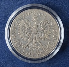 10 Zloty (10 Zlotych, 10 Złoty), Polen, 1932, Warschau Mintmark, Silber (ss/VF)