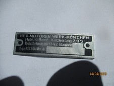 Typenschild Schild Oldtimer REX Motoren 49ccm 504 Moped motor 2,1 PS F&S? S84