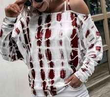 T-Shirt mit asymmetrischem Ausschnitt, Batik S/36