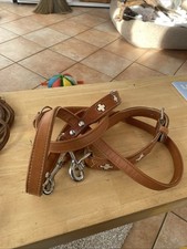 Hunter Swiss Hundehalsband und Leine,hell, Leder, Schweizer Kreuz, Größe M-L
