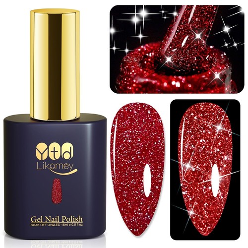Nagellack glitzer 15ml rot - uv,
