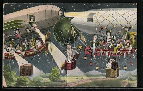 Ballon und zwei - , zeppeline