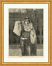 Orientalische Braut Bredt Trachten Kostüm Ketten Schleier Holzstich E 14572