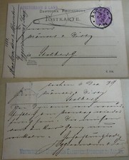 Postkarte AACHEN 1889: Elektro-Firma EGGERSMANN & LANG, Dynamo f. MÄURER & WIRTZ