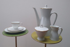 50-er Jahre Kaffeeservice, weiß mit Goldrand, Rosenthal Form 2000, 12 Gedecke +