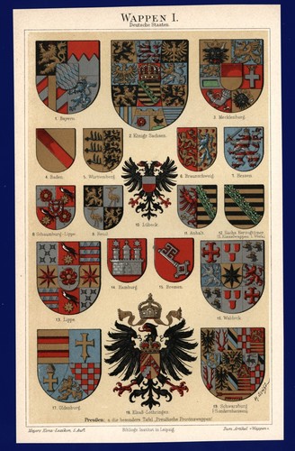 Lithographie wappen anno 1897 - lithographie,