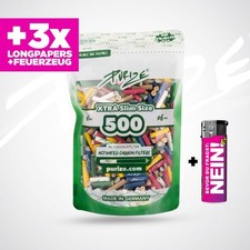PURIZE XTRA Slim Size Aktivkohlefilter Ø 5,9mm 500 Stk. + 3x Papers +Feuerzeug