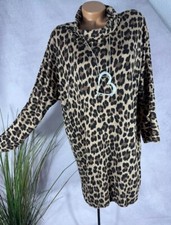 NEU Strick KLEID Tunika loose fit Italy LEO Muster Angora Wolle BRAUN 40 42 44