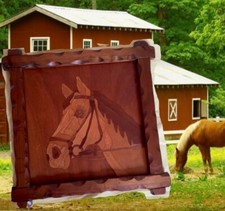 Holzbild "Pferd" , Excl.INTARSIEN Arbeit, BAUERNHOF, REITSTALL ,XXL, 60x60 cm 