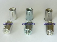 Blindnietmuttern kleiner Senkkopf  Alu Stahl Edelstahl M3 bis M10 Einnietmutter 