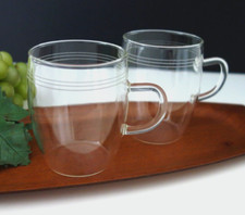 2 Teegläser Teetassen Henkelbecher Jenaer Glas Schott Mainz 50er 60er Vintage