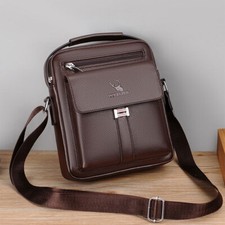 Herren Schultertasche Echt Leder Umhängetasche Handtasche Braun Messenger Tasche