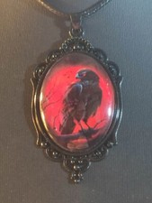 Amulett schwarz Gotisch am Band Rabe selten auffällig und groß Gothic