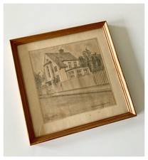 ❤️ ALT! v. 1949 Bilderrahmen 17 x 17 m. Bleistiftzeichnung HANDGEMALT signiert