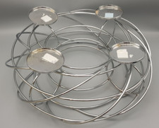 Weihnachten großer ADVENTSKRANZ geschwungener Draht silber Metall Ø ca. 35 cm