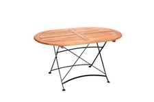 Klapptisch SCHLOSSGARTEN 90x140cm, Flachstahl schwarz + Eukalyptus, 2. WAHL