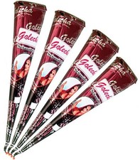 4x Golecha Henna 100% Natural Henna Paste Cones Kegel (Rot-Braun) 100g