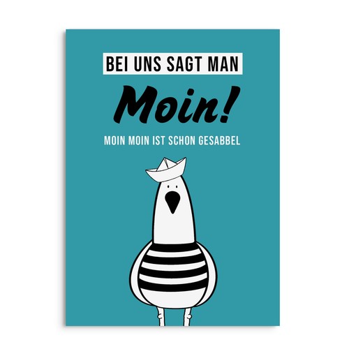 Postkarte moin möwe - postkarte,